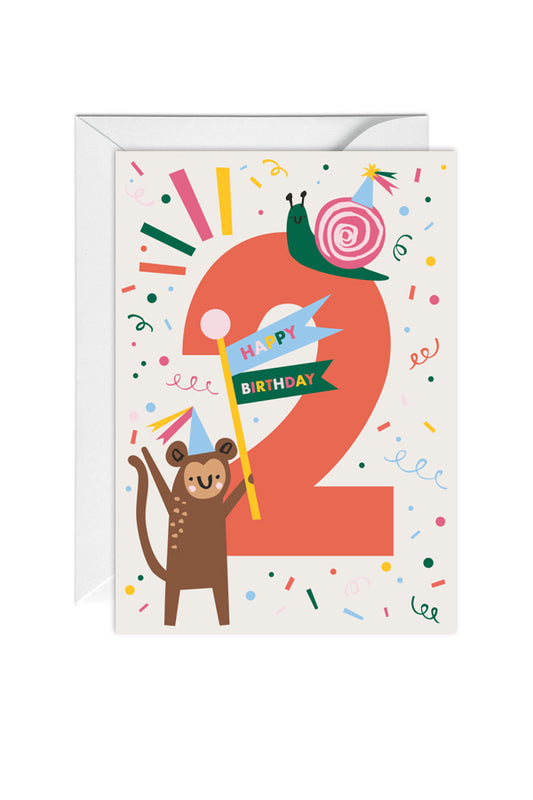 Second Birthday, Animal, 2nd, Birthday Greeting Card