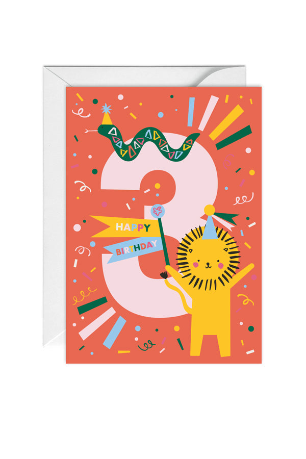 Third Birthday, Animal, 3rd Birthday Greeting Card