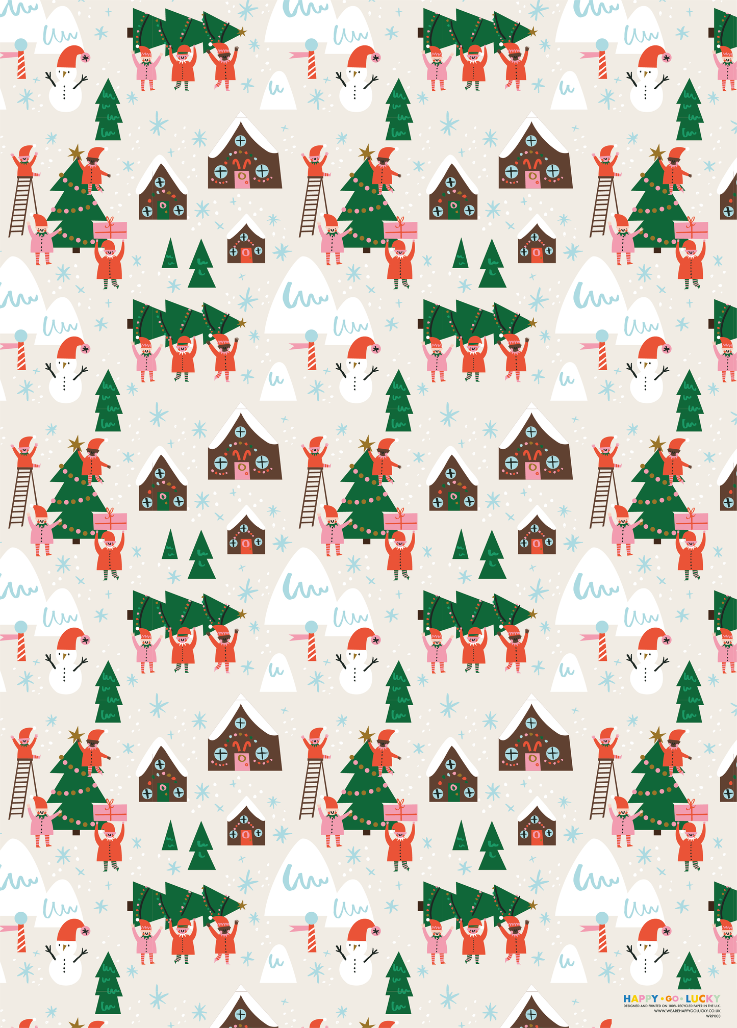 Christmas Elves, Christmas, Recycled Wrapping Paper, Eco-Friendly Gift Wrap