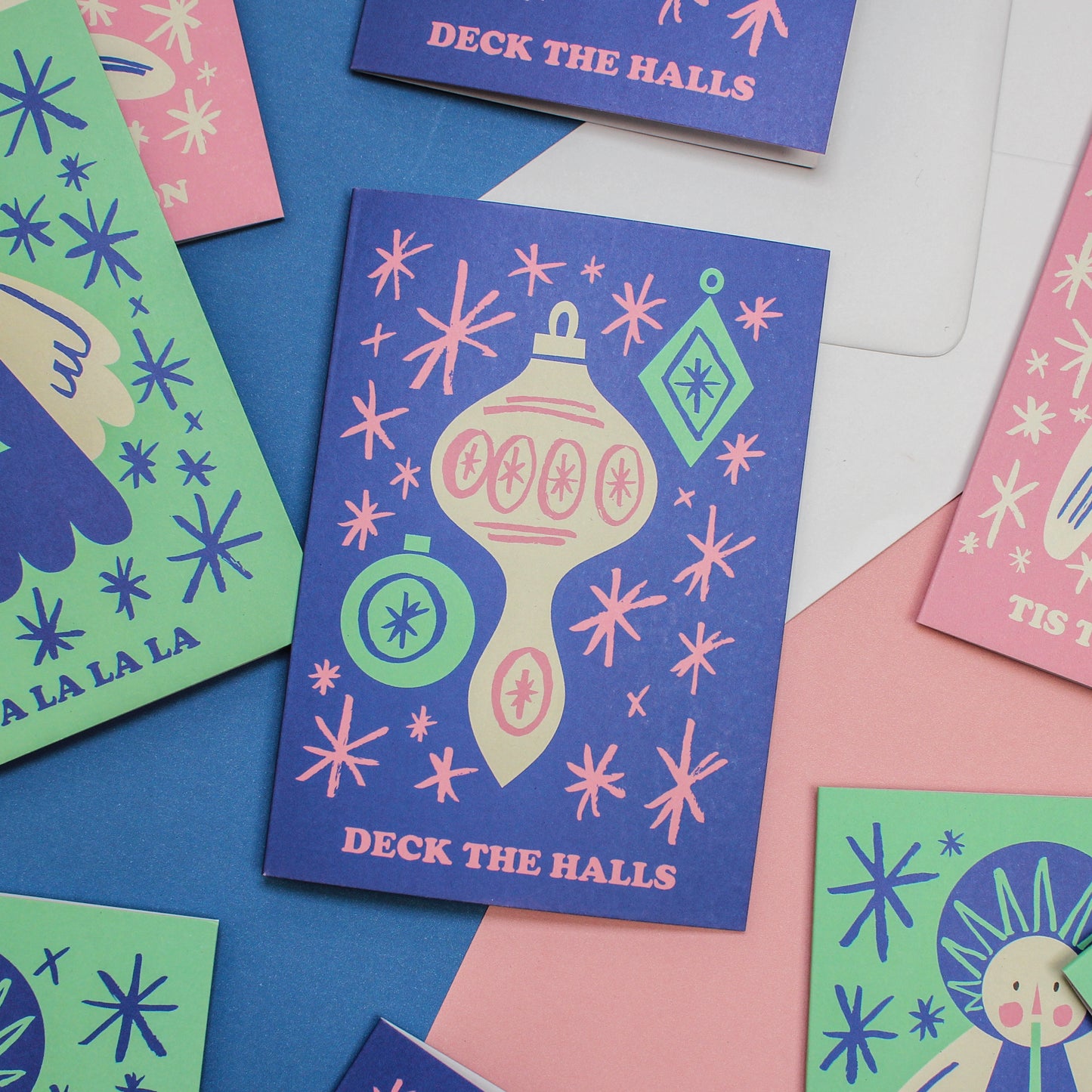 Deck The Halls, Modern, Kitsch, Christmas Card