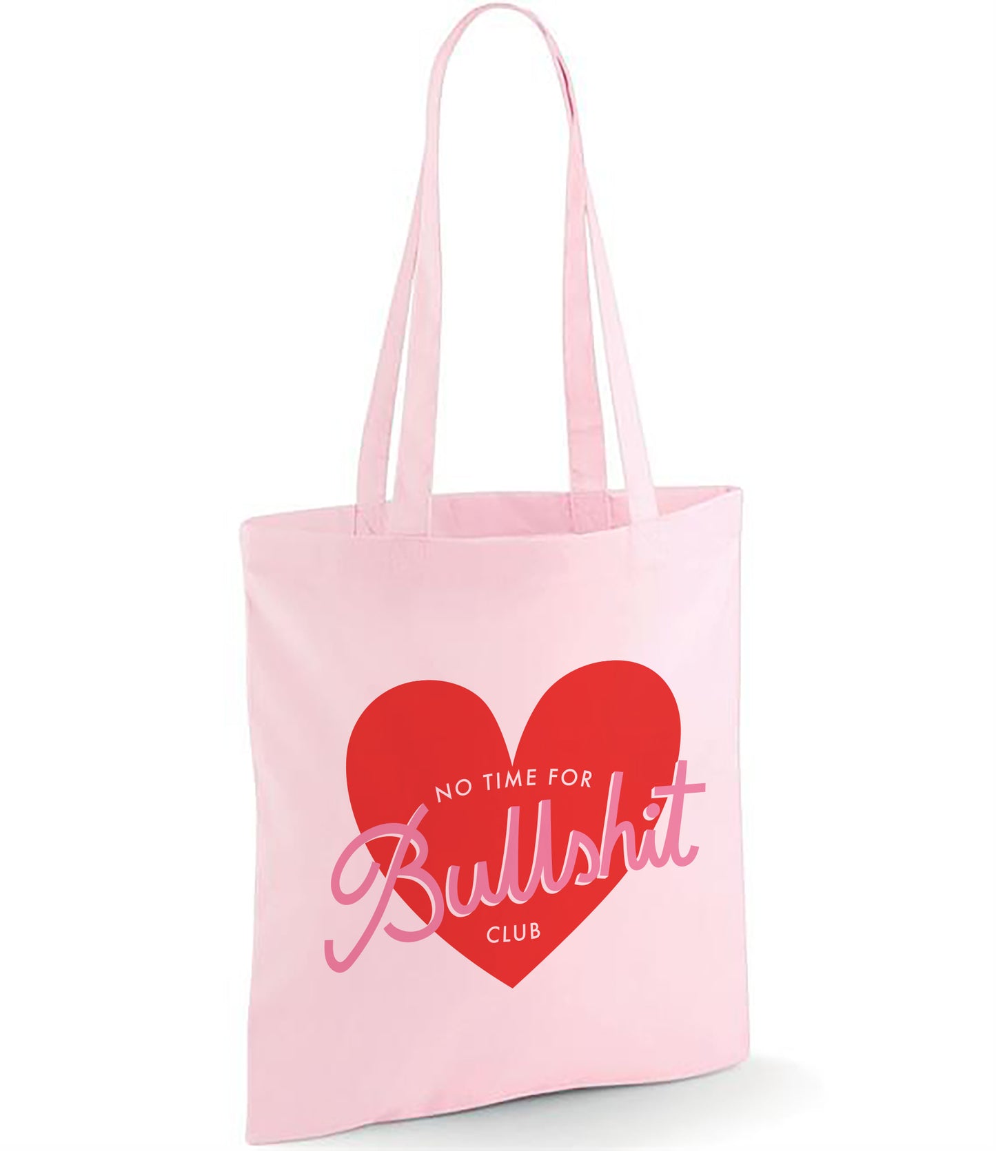 No B.S Club, Pink, Heart, Cotton Tote