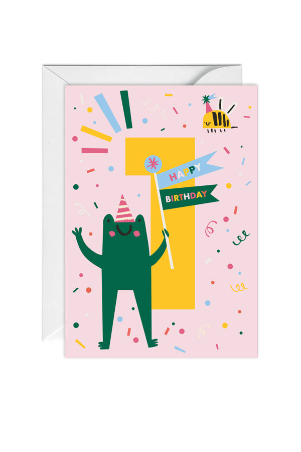 First Birthday, Animal, 1st, Birthday Greeting Card