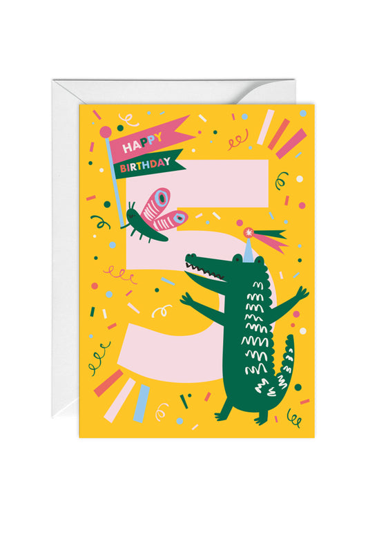Fifth Birthday, Animal, Kids Birthday Greeting Card