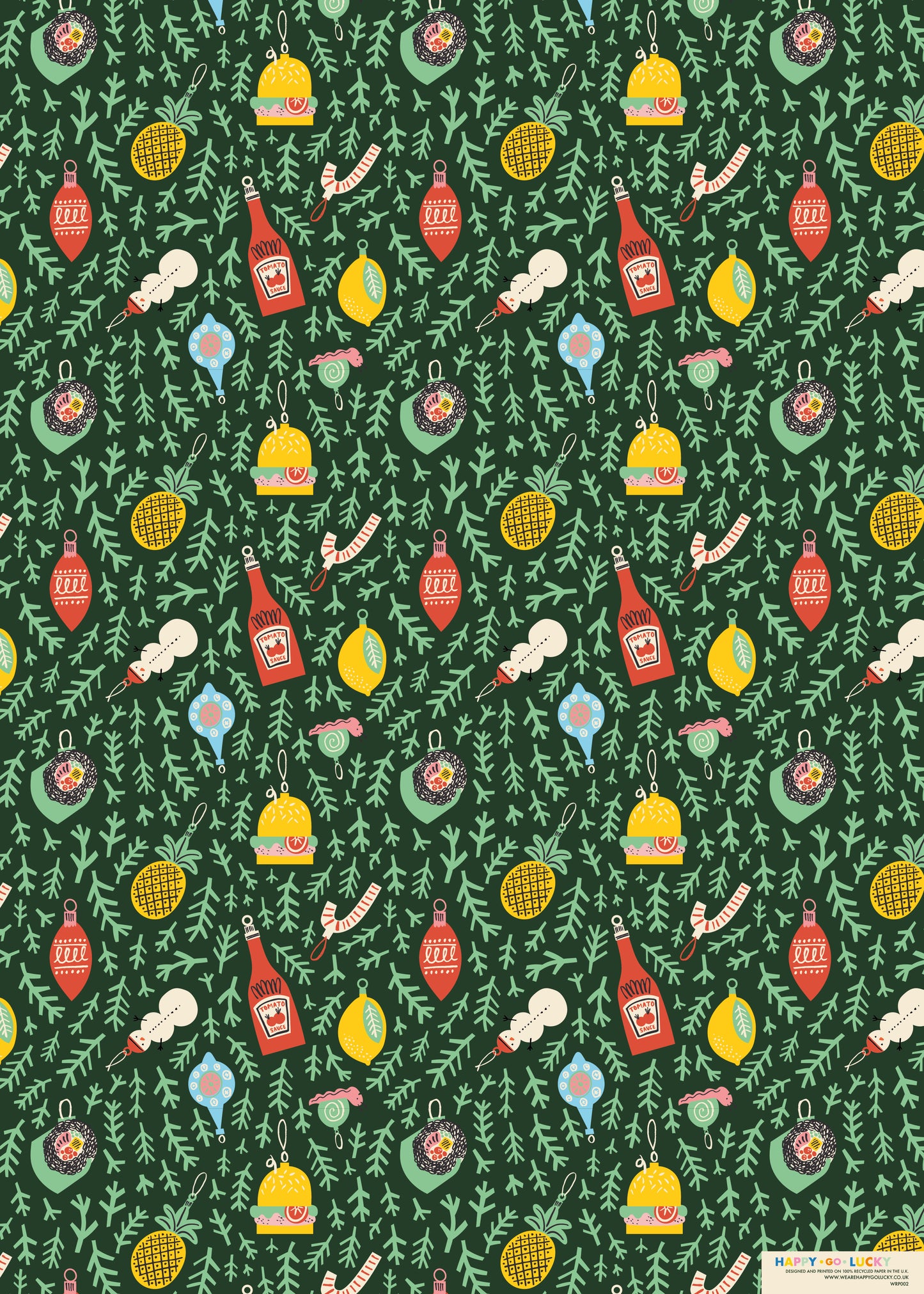Deck The Halls Wrapping Paper, Christmas, Kitsch, Decorations, Recycled, Eco-Friendly Gift Wrap