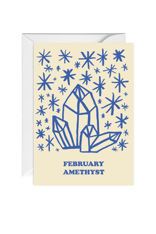 February Amethyst Birthstone, Birthday, Greeting Card