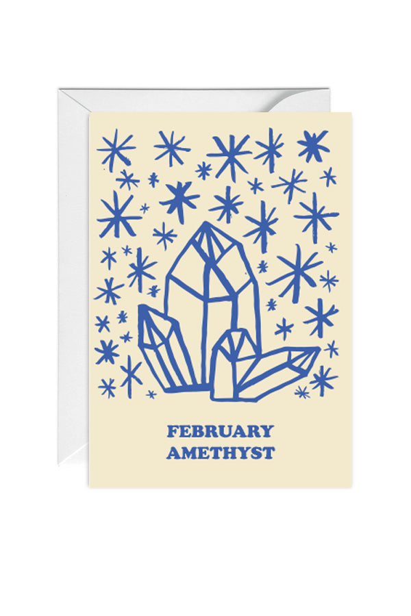 February Amethyst Birthstone, Birthday, Greeting Card