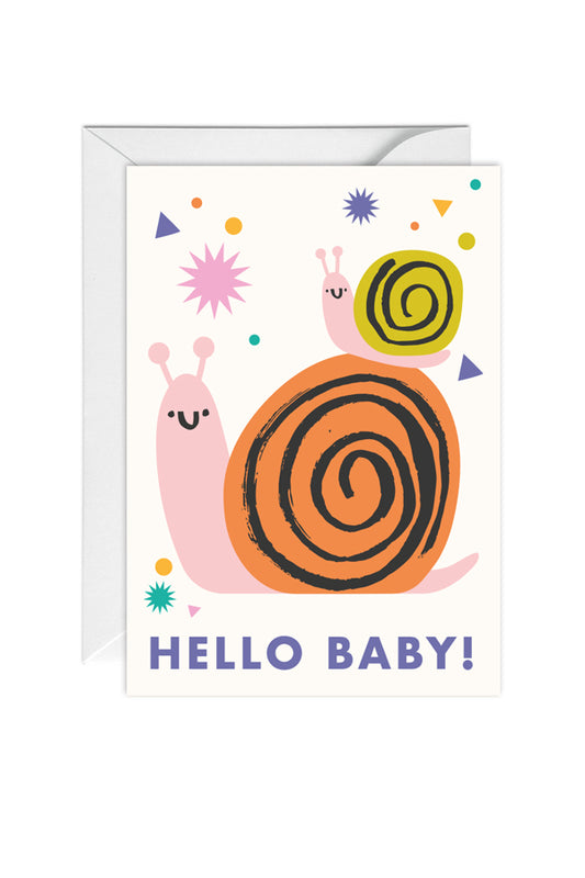 Hello Baby, Snails, Greeting Card, New baby, Greeting Card