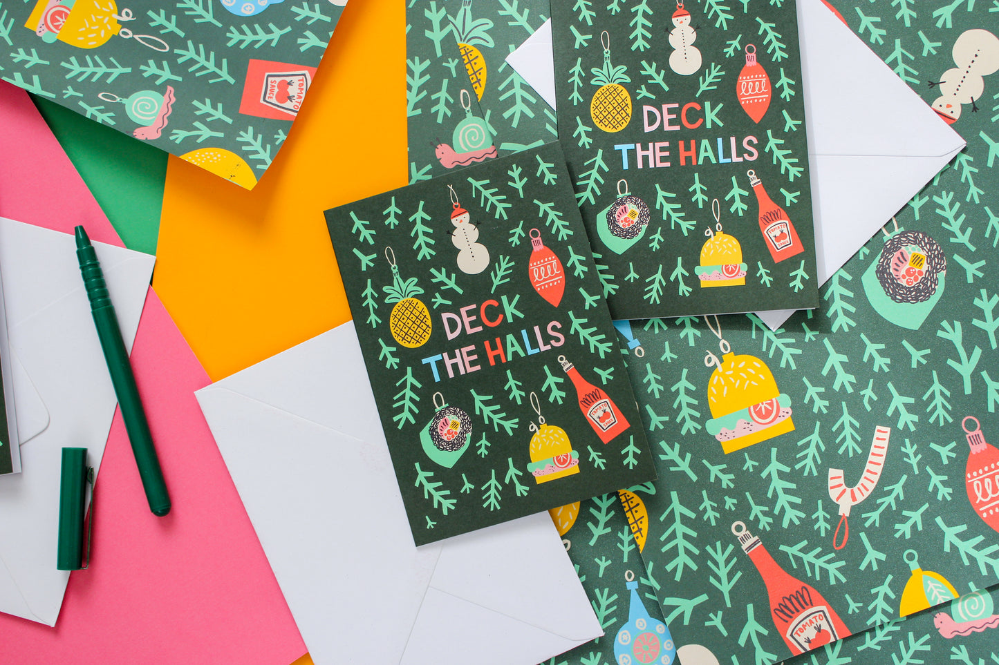 Deck The Hall, Christmas, Decorations, Greeting Card