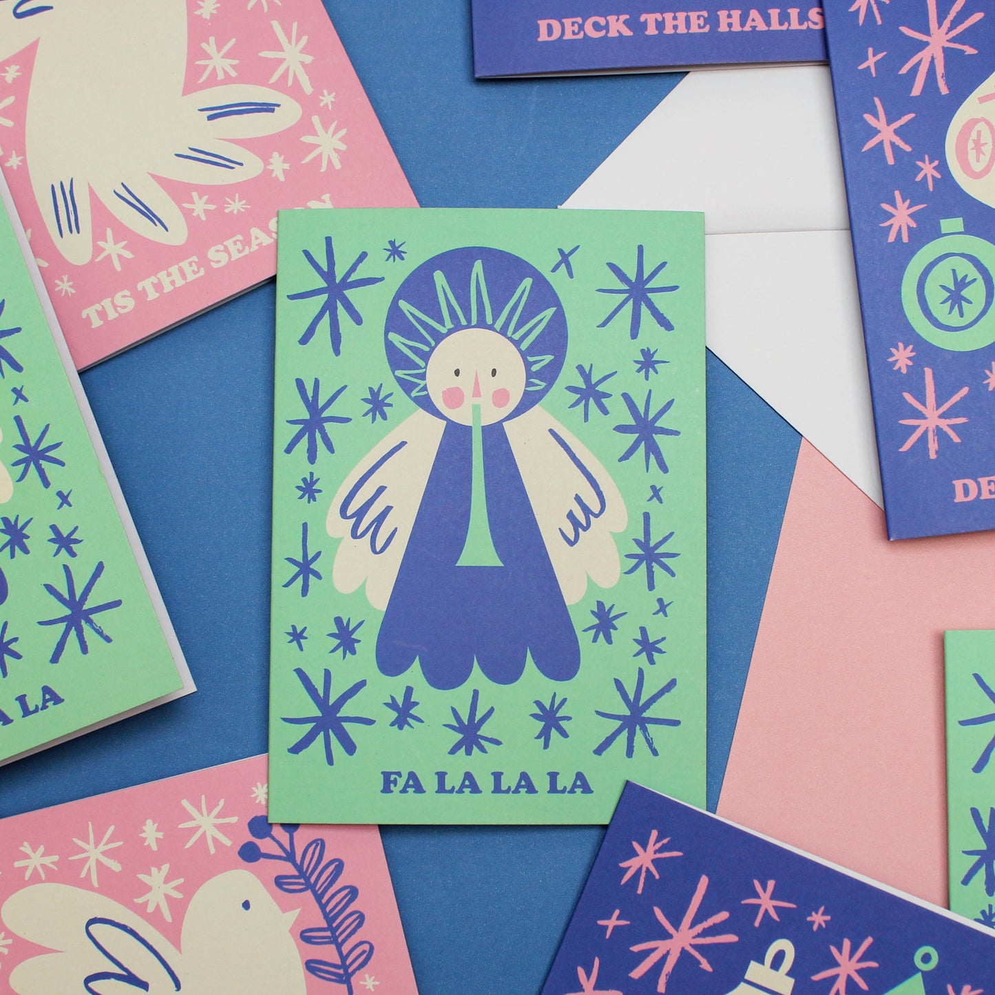 Fa La La La, Angel, Modern, Kitsch, Christmas Card