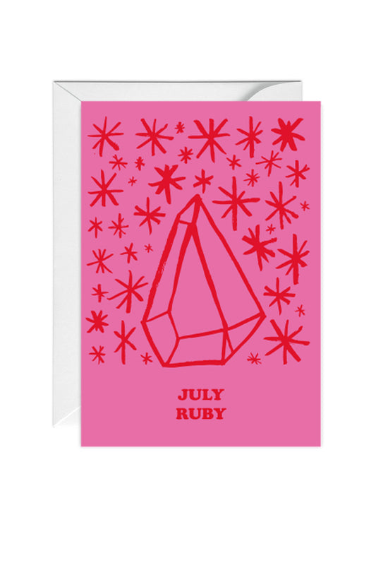 July Ruby Birthstone, Birthday Greeting Card
