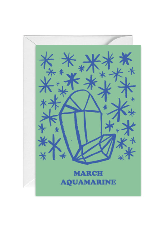 March, Aquamarine Birthstone, Birthday Greeting Card