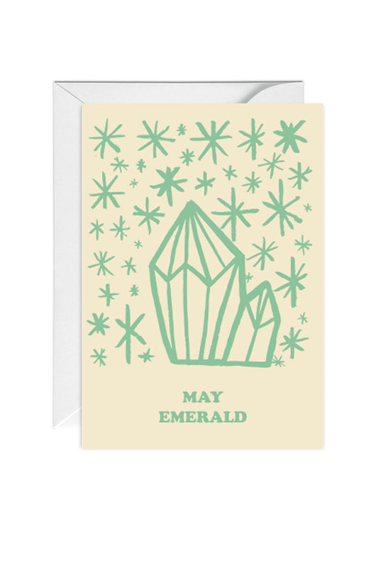 May, Emerald Birthstone, Birthday Greeting Card