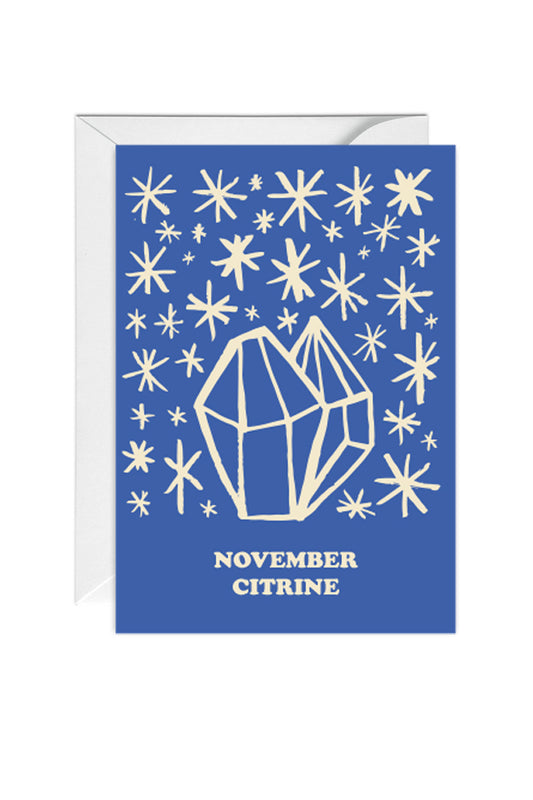 November, Citrine Birthstone, Birthday Greeting Card