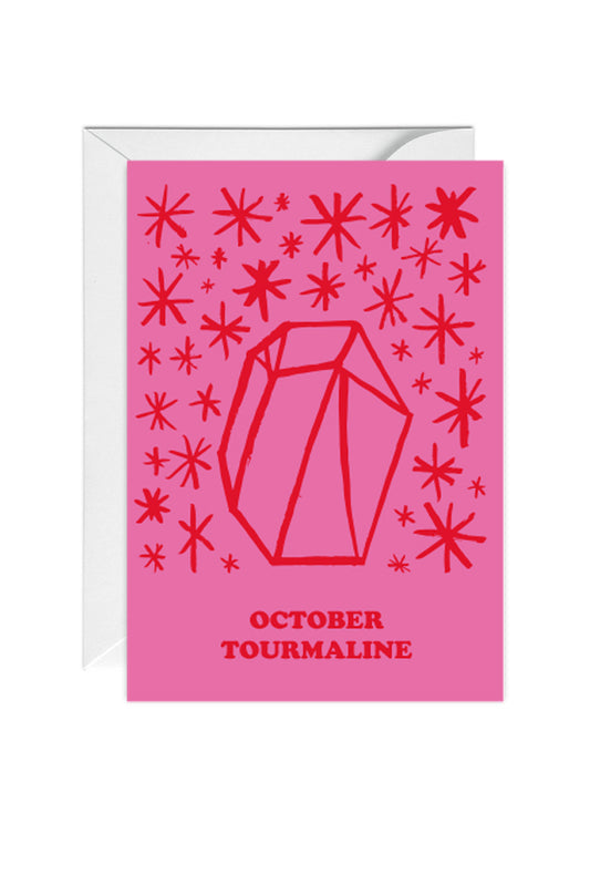 October, Tourmaline Birthstone, Birthday Greeting Card