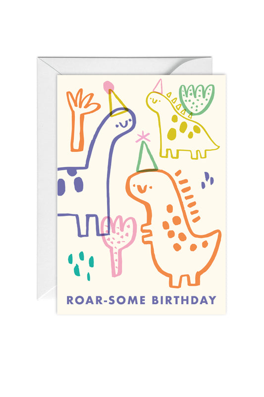 Roarsome, Dinosaur, Kids Birthday Greeting Card
