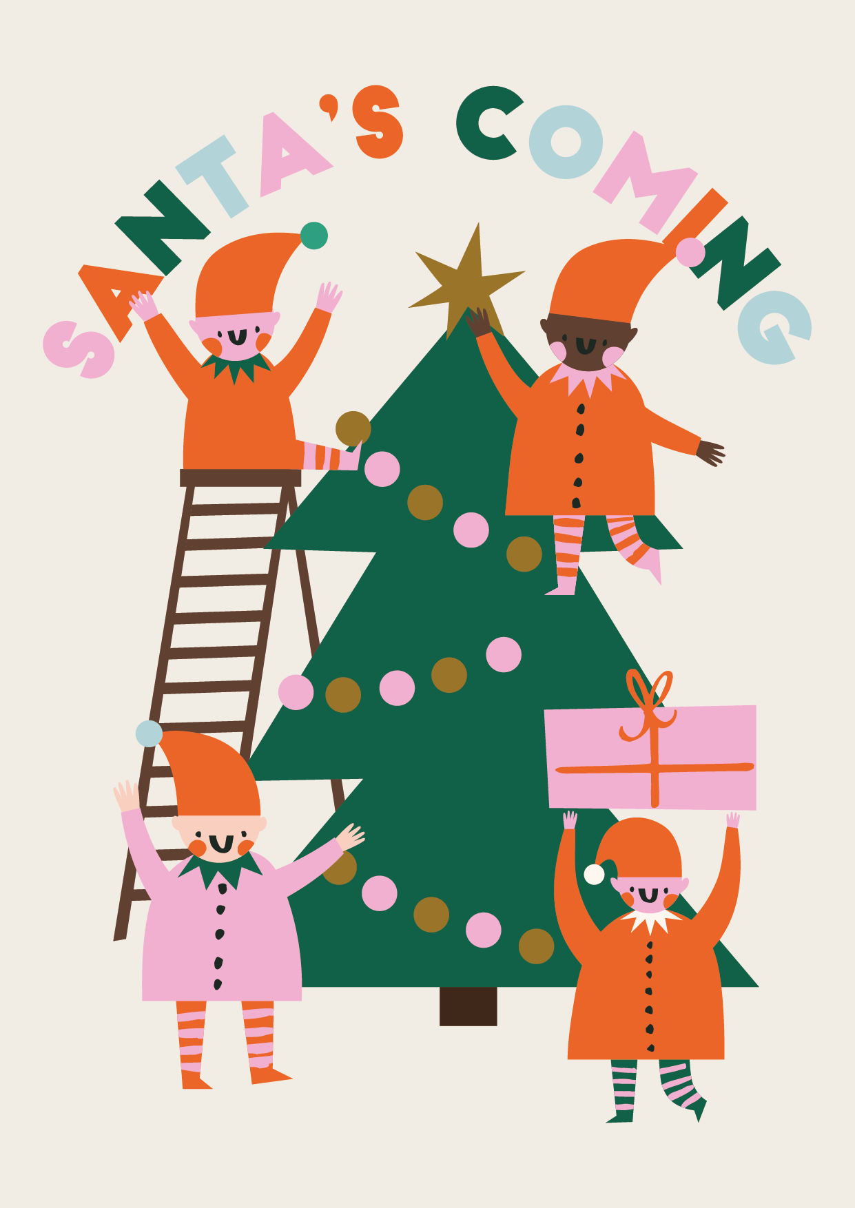 Santa's Coming, Kids Room Wall Art, Christmas Print
