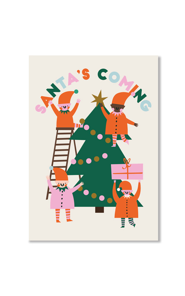 Santa's Coming, Kids Room Wall Art, Christmas Print