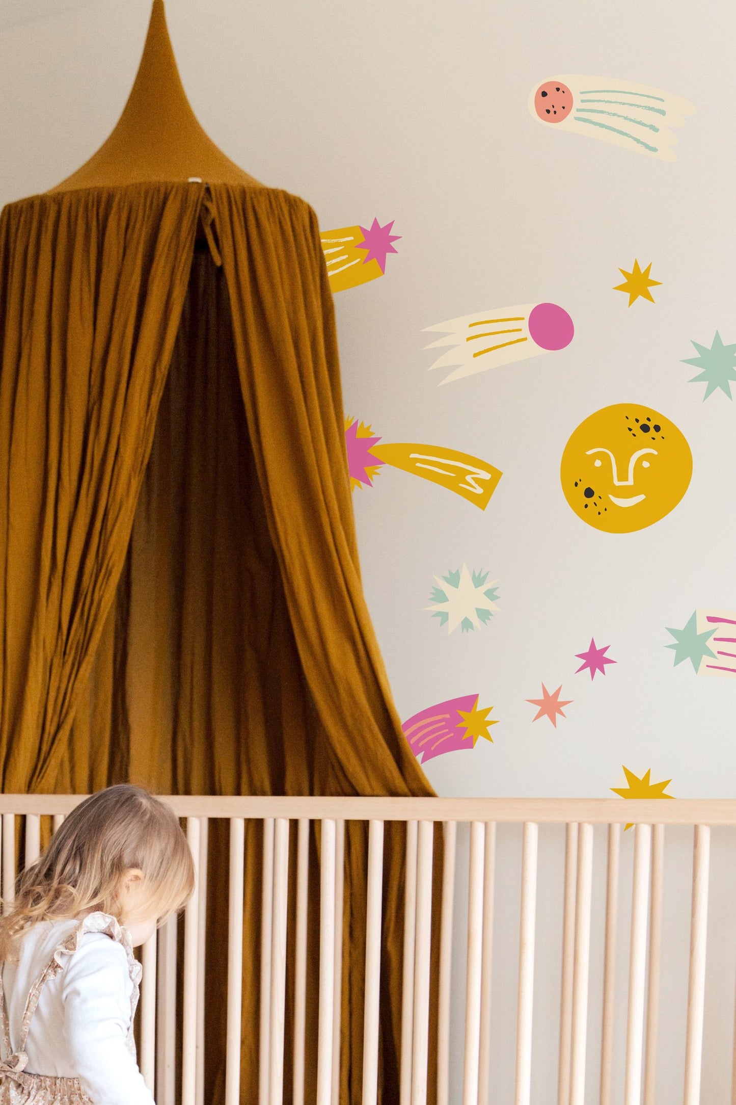 Moon and Stars, Kids Nursery Room Wall Stickers, Decals
