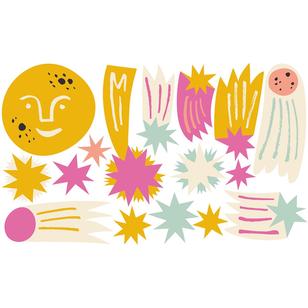 Moon and Stars, Kids Nursery Room Wall Stickers, Decals